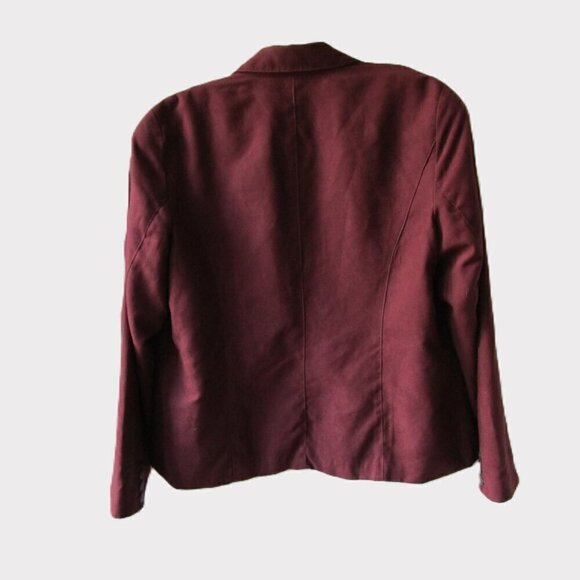 Cold Water Creek women's size L, Maroon Ultra Suede jacket, long sleeves, lined - Picture 2 of 16